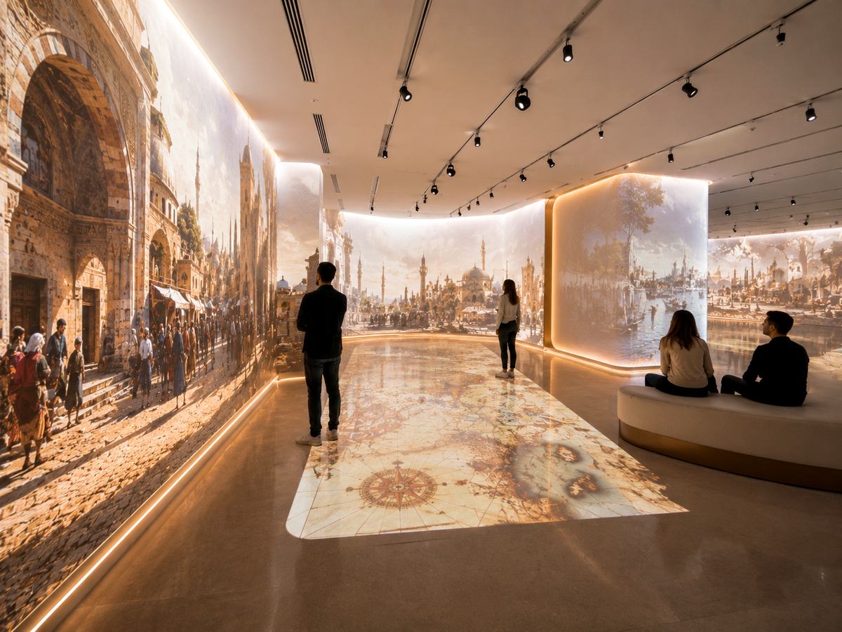 Çok yüzeyli projection mapping kullanılan immersive deneyim odası